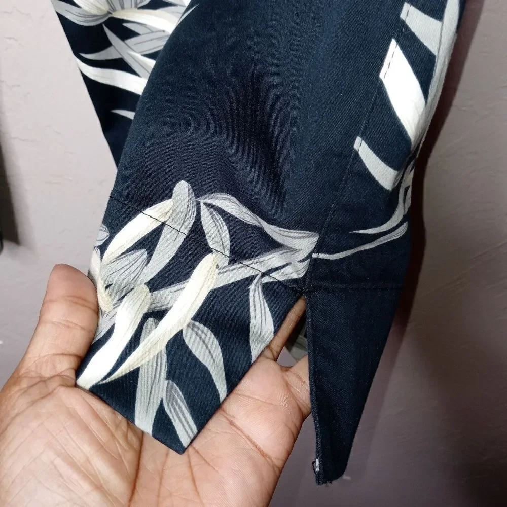 Banana Bay Resort Wear Blue Leaf Crop Trousers